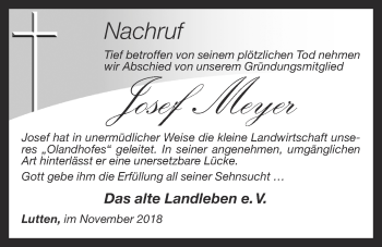 Anzeige von Josef Meyer von OM-Medien