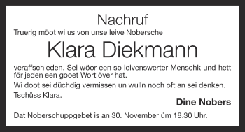 Anzeige von Klara Diekmann von OM-Medien