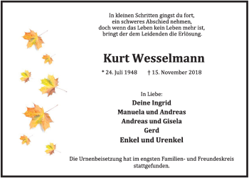 Anzeige von Kurt Wesselmann von OM-Medien
