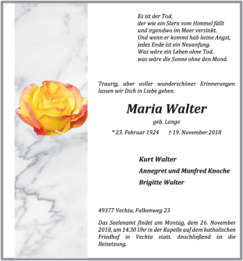 Anzeige von Maria Walter von OM-Medien