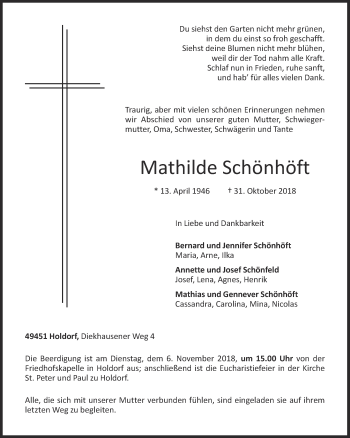 Anzeige von Mathilde Schönhöft von OM-Medien