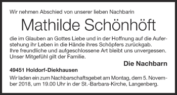 Anzeige von Mathilde Schönhöft von OM-Medien