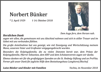 Anzeige von Norbert Bünker von OM-Medien