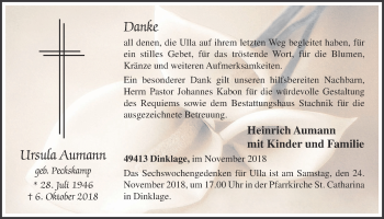 Anzeige von Ursula Aumann von OM-Medien