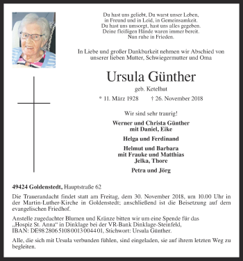 Anzeige von Ursula Günther von OM-Medien