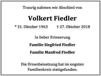 Anzeige von Volkert Fiedler von OM-Medien