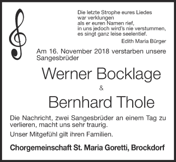 Anzeige von Werner und Bernhard  von OM-Medien