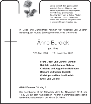 Anzeige von Änne Burdiek von OM-Medien