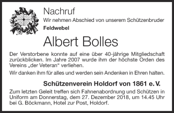 Anzeige von Albert Bolles von OM-Medien