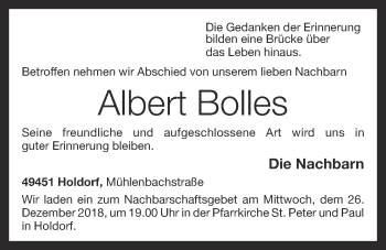 Anzeige von Albert Bolles von OM-Medien