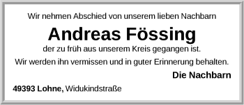 Anzeige von Andreas Fössing von OM-Medien