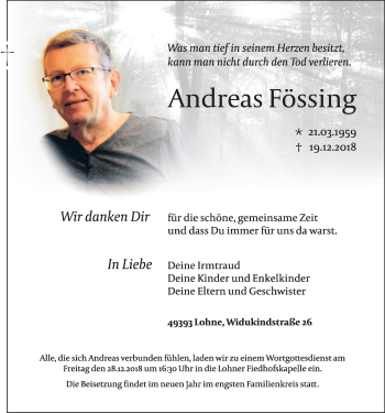 Anzeige von Andreas Fössing von OM-Medien