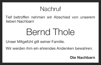 Anzeige von Bernd Thole von OM-Medien
