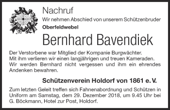 Anzeige von Bernhard Bavendiek von OM-Medien