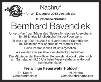 Anzeige von Bernhard Bavendiek von OM-Medien