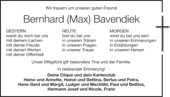 Anzeige von Bernhard Bavendiek von OM-Medien