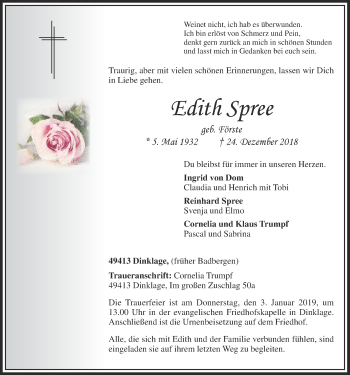 Anzeige von Edith Spree von OM-Medien