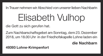 Anzeige von Elisabeth Vulhop von OM-Medien