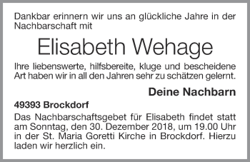 Anzeige von Elisabeth Wehage von OM-Medien