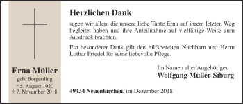 Anzeige von Erna Müller von OM-Medien