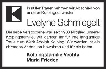 Anzeige von Evelyne Schmiegelt von OM-Medien