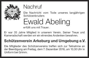 Anzeige von Ewald Abeling von OM-Medien