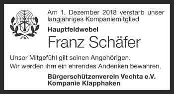 Anzeige von Franz Schäfer von OM-Medien