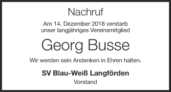Anzeige von Georg Busse von OM-Medien