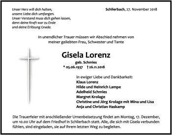 Anzeige von Gisela Lorenz von OM-Medien