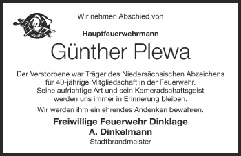 Anzeige von Günther Plewa von OM-Medien