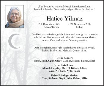 Anzeige von Hatice Yilmaz von OM-Medien