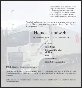 Anzeige von Heiner Landwehr von OM-Medien