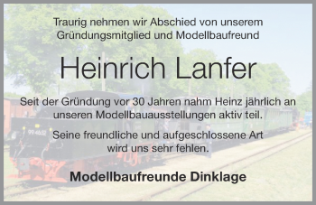 Anzeige von Heinrich Lanfer von OM-Medien