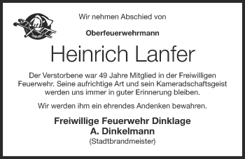 Anzeige von Heinrich Lanfer von OM-Medien