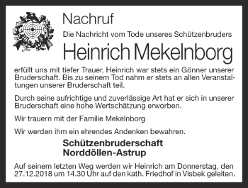 Anzeige von Heinrich Mekelnborg von OM-Medien