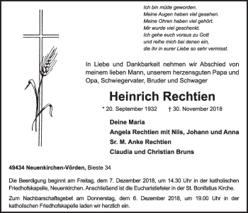 Anzeige von Heinrich Rechtien von OM-Medien