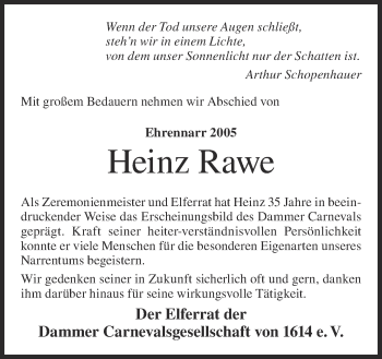 Anzeige von Heinz Rawe von OM-Medien