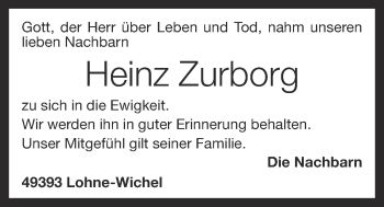 Anzeige von Heinz Zurborg von OM-Medien