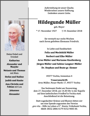 Anzeige von Hildegunde Müller von OM-Medien