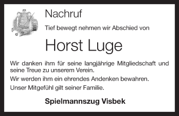 Anzeige von Horst Luge von OM-Medien