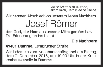 Anzeige von Josef Römer von OM-Medien