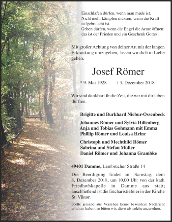 Anzeige von Josef Römer von OM-Medien