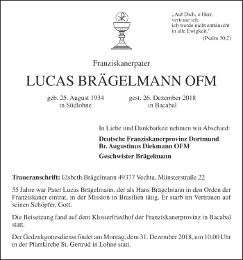 Anzeige von Lucas Brägelmann von OM-Medien