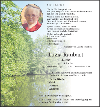 Anzeige von Luzia Raubart von OM-Medien