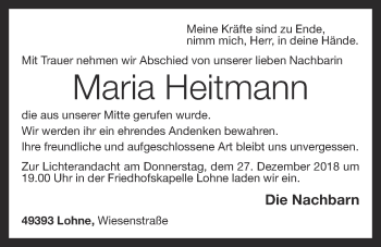 Anzeige von Maria Heitmann von OM-Medien