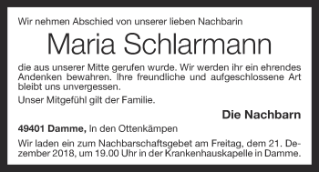 Anzeige von Maria Schlarmann von OM-Medien