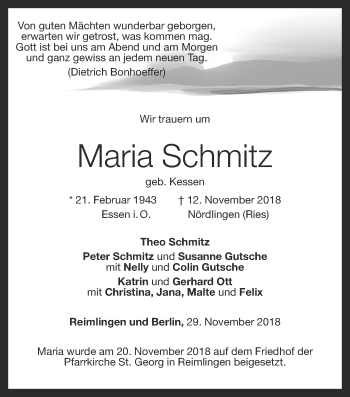 Anzeige von Maria Schmitz von OM-Medien