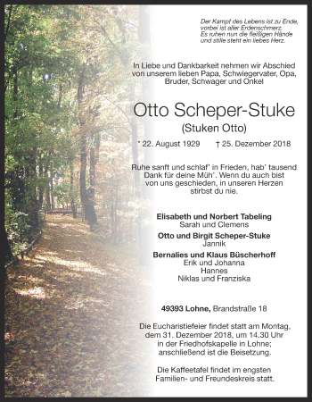 Anzeige von Otto Scheper-Stuke von OM-Medien