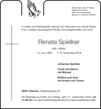 Anzeige von Renate Spielker von OM-Medien