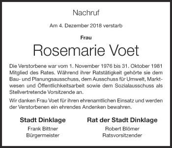 Anzeige von Rosemarie Voet von OM-Medien